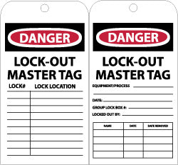 LOCK-OUT MASTER TAG EQUIPMENT/PROCESS ___ DATE: ___ GROUP LO Tag - AccuformNMC RPT111