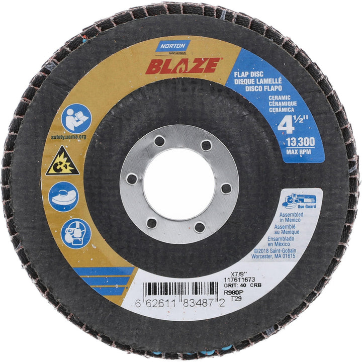 4-1/2" 40-Grit Zirconia Alumina Disc - Norton 66261183487