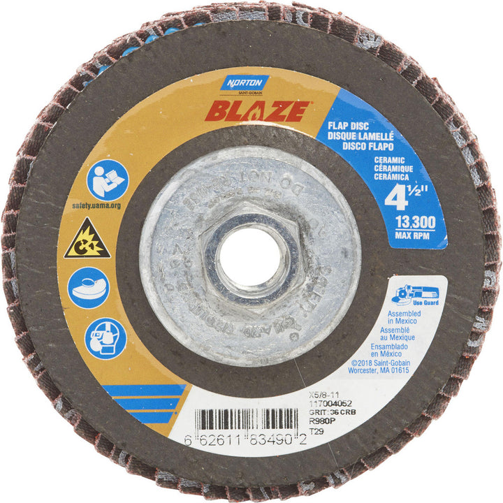 4-1/2" 36-Grit Zirconia Alumina Disc - Norton 66261183490