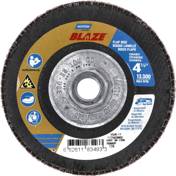 4-1/2" 80-Grit Zirconia Alumina Disc - Norton 66261183493