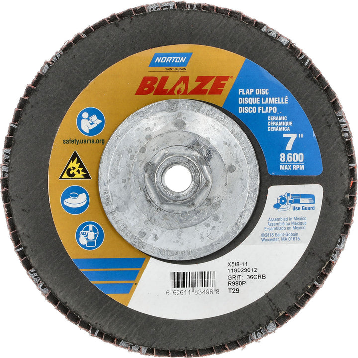 7" 36-Grit Zirconia Alumina Disc - Norton 66261183498