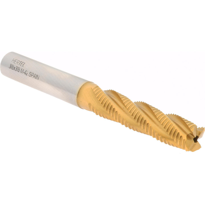 0.3750" 4-Flute Cobalt Single End Mill, TiN - Hertel 84213941