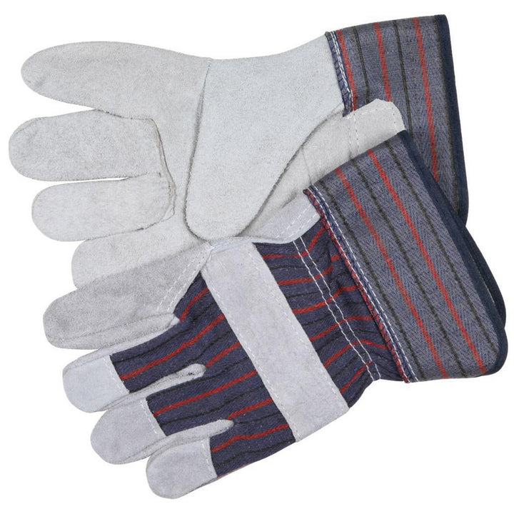 Medium Gray; Brown Cowhide Leather General Purpose Gloves - MCR Safety 12010M