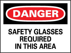SAFETY GLASSES REQUIRED IN THIS AREA Sign - AccuformNMC D11RB