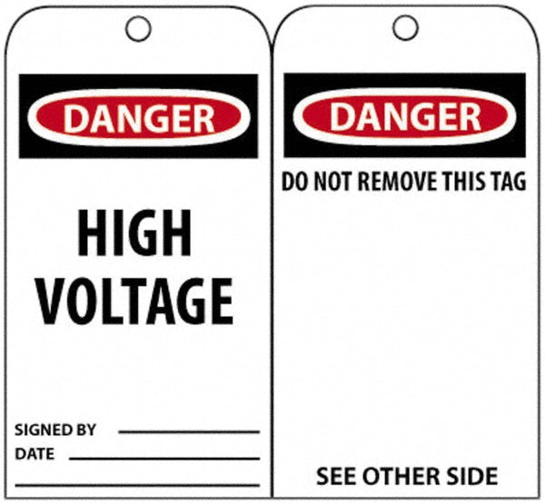 DO NOT REMOVE THIS TAG SEE OTHER SIDE (Side 2); HIGH VOLTAGE Tag - AccuformNMC RPT11