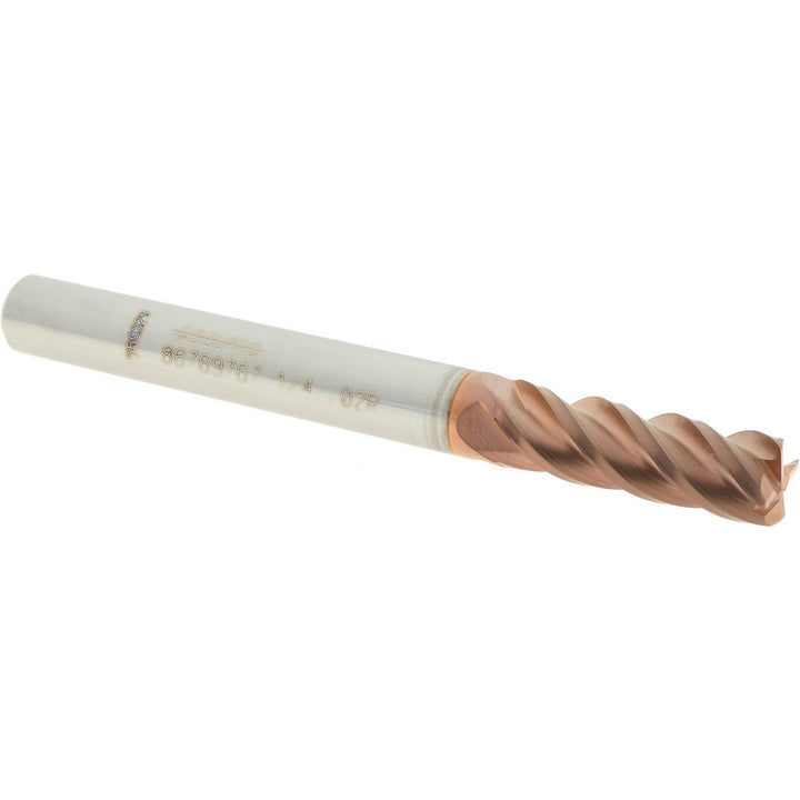 1/4" 4-Flute Solid Carbide Corner Radius End Mill, TiCN - Accupro 12182462