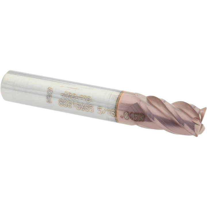 5/16" 4-Flute Solid Carbide Corner Radius End Mill, TiCN - Accupro 12182841
