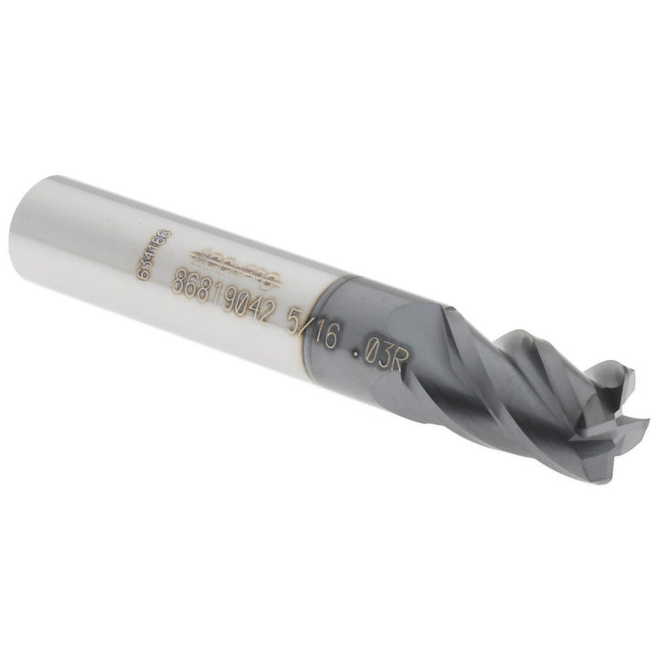 5/16" 4-Flute Solid Carbide Corner Radius End Mill, AlTiN - Accupro 12182852