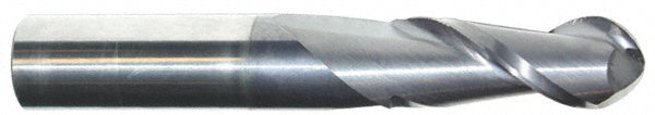0.0236" 2-Flute Solid Carbide Ball End Mill, AlTiN - Accupro 12177274