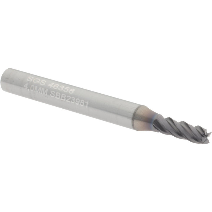 0.1575" 4-Flute Solid Carbide Square End Mill, AlTiN - SGS 46358