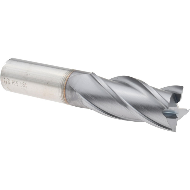 7/8" 4-Flute High Speed Steel Square End Mill, TiCN - Cleveland C33282