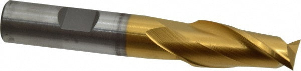 35/64" 2-Flute High Speed Steel Square End Mill, TiN - Cleveland C33775