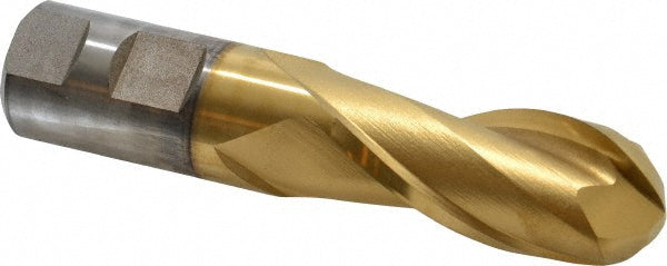 1" 2-Flute High Speed Steel Ball End Mill, TiN - Cleveland C39023