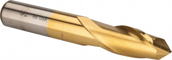 1/2" 2-Flute High Speed Steel Drill Mill End Mill, TiN - Cleveland C40510