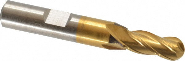 5/16" 4-Flute High Speed Steel Ball End Mill, TiN - Cleveland C33304