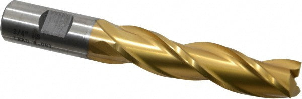 3/4" 3-Flute High Speed Steel Square End Mill, TiN - Cleveland C39765
