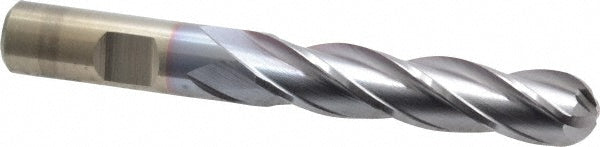 1/2" 4-Flute High Speed Steel Ball End Mill, TiCN - Cleveland C33338