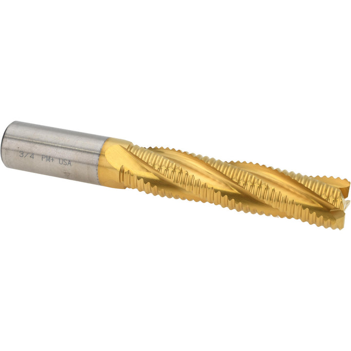 0.75" 4-Flute Powdered Metal Cobalt (HSS-E-PM) Roughing End Mill, TiN - Cleveland C32226