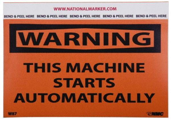 Warning - This Machine Starts Automatically Label - AccuformNMC W87AP
