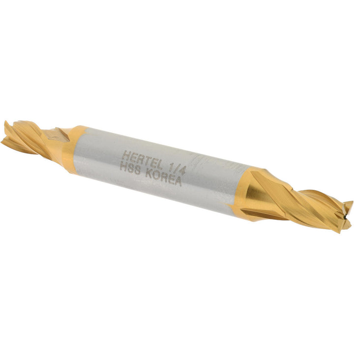 1/4" 4-Flute High Speed Steel Square End Mill, TiN - Hertel E899921321