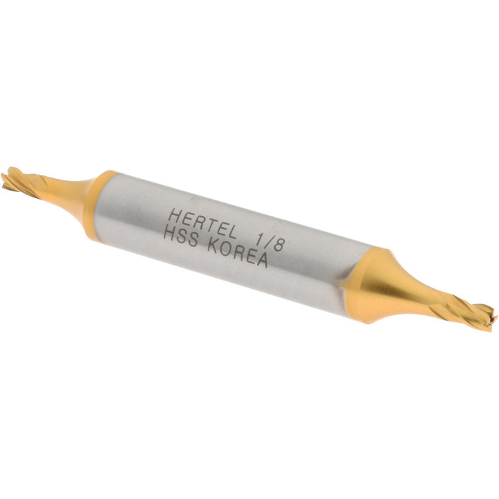 1/8" 4-Flute High Speed Steel Square End Mill, TiN - Hertel E899921316