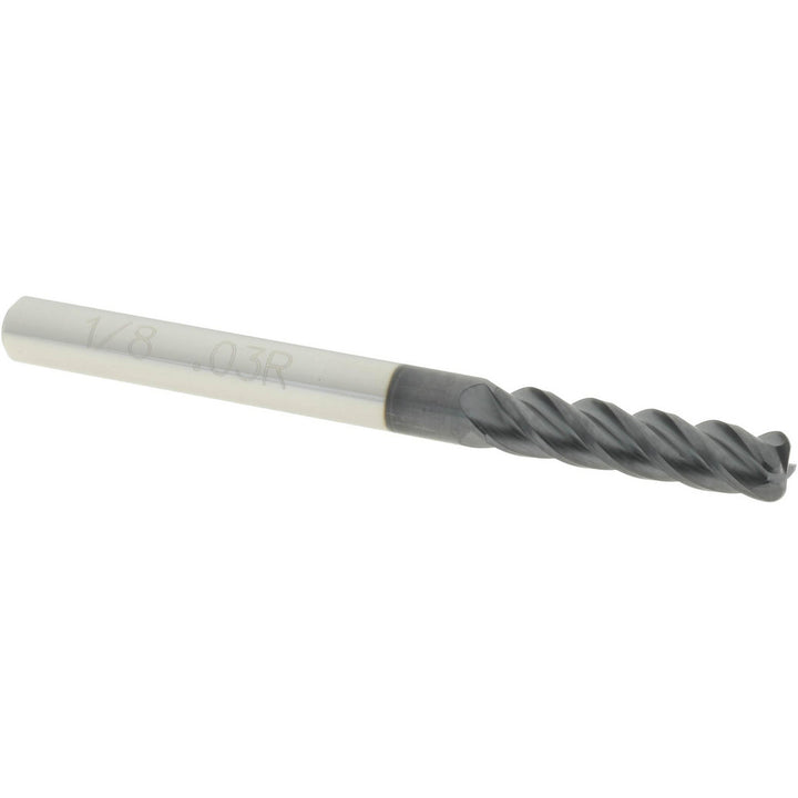 1/8" 4-Flute Solid Carbide Corner Radius End Mill, AlTiN - Accupro 12182392