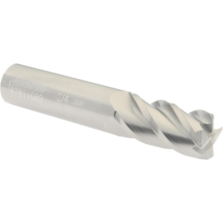3/4" 4-Flute Solid Carbide Corner Radius End Mill - Accupro 12182662