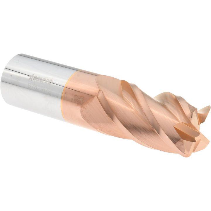 1" 4-Flute Solid Carbide Corner Radius End Mill, TiCN - Accupro 12182363