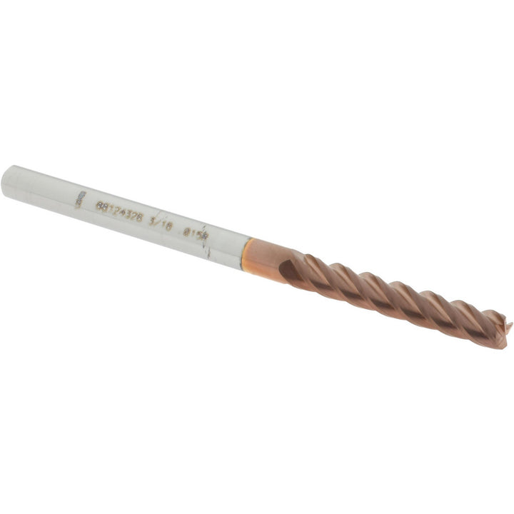3/16" 4-Flute Solid Carbide Corner Radius End Mill, TiCN - Accupro 12183213