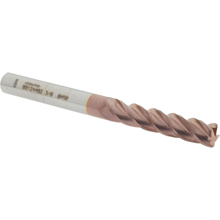 3/8" 4-Flute Solid Carbide Corner Radius End Mill, TiCN - Accupro 12183291