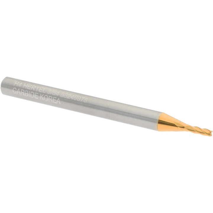 3/64" 4-Flute Solid Carbide Square End Mill, TiN - Hertel 750495