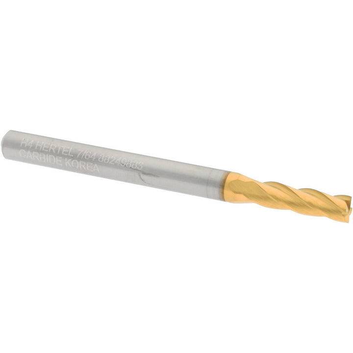 7/64" 4-Flute Solid Carbide Square End Mill, TiN - Hertel 750540