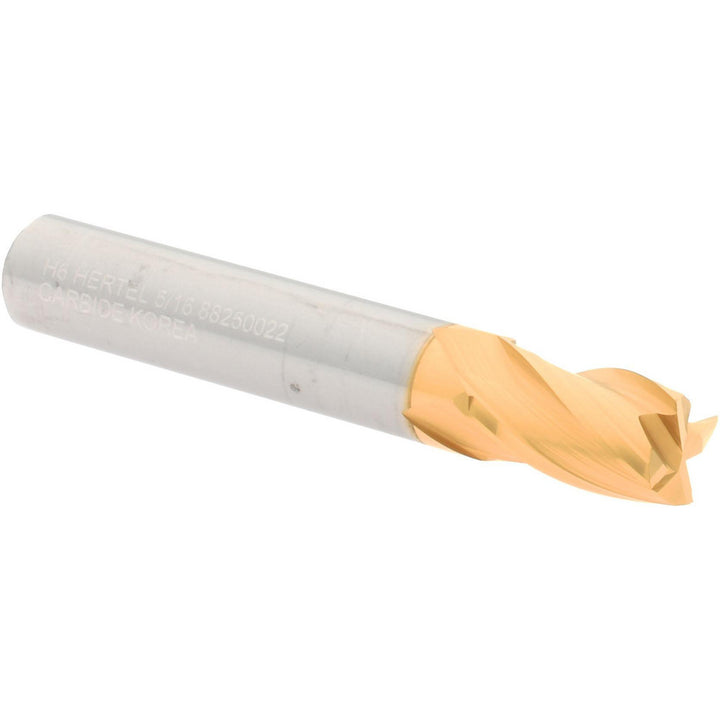 5/16" 4-Flute Solid Carbide Square End Mill, TiN - Hertel 750416