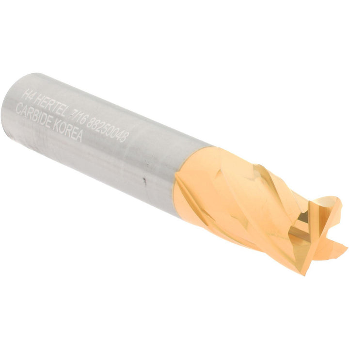 7/16" 4-Flute Solid Carbide Square End Mill, TiN - Hertel 750534