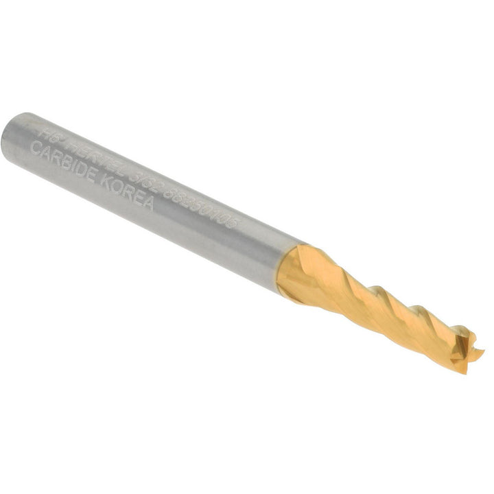 3/32" 4-Flute Solid Carbide Square End Mill, TiN - Hertel 750265
