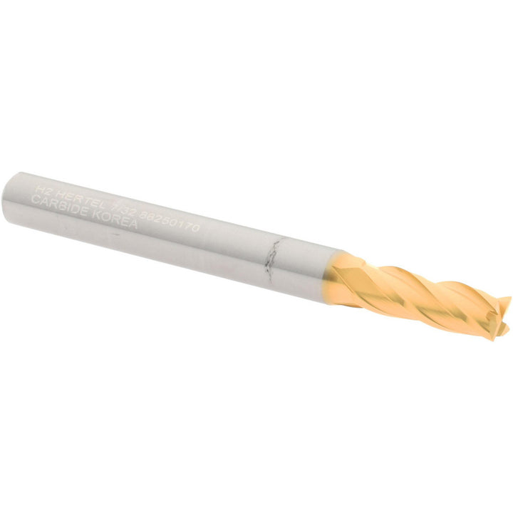 7/32" 4-Flute Solid Carbide Square End Mill, TiN - Hertel 750466