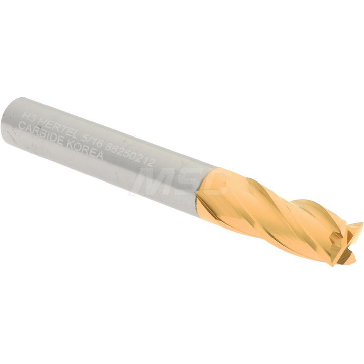 5/16" 4-Flute Solid Carbide Square End Mill, TiN - Hertel 750254