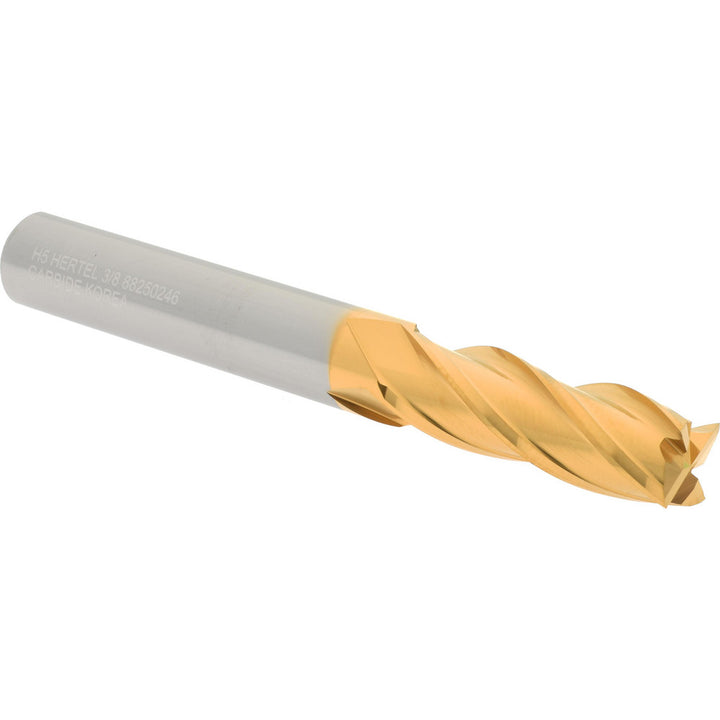 3/8" 4-Flute Solid Carbide Square End Mill, TiN - Hertel 750357