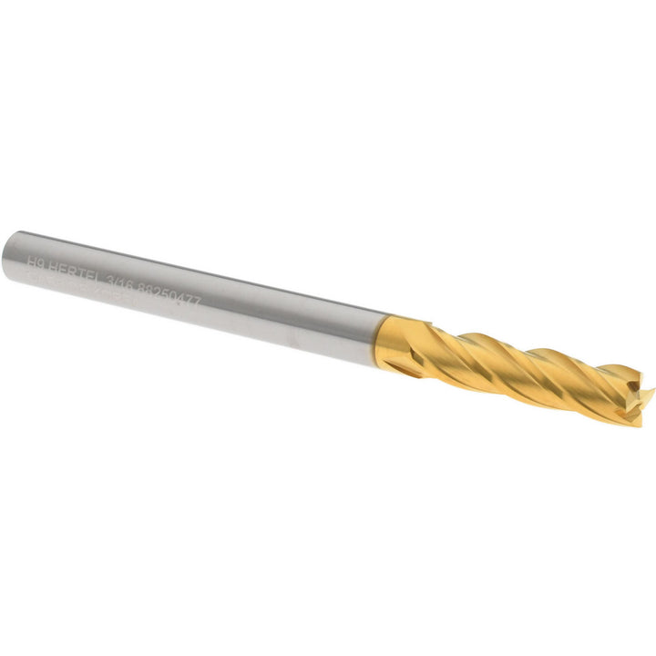 3/16" 4-Flute Solid Carbide Square End Mill, TiN - Hertel 750360