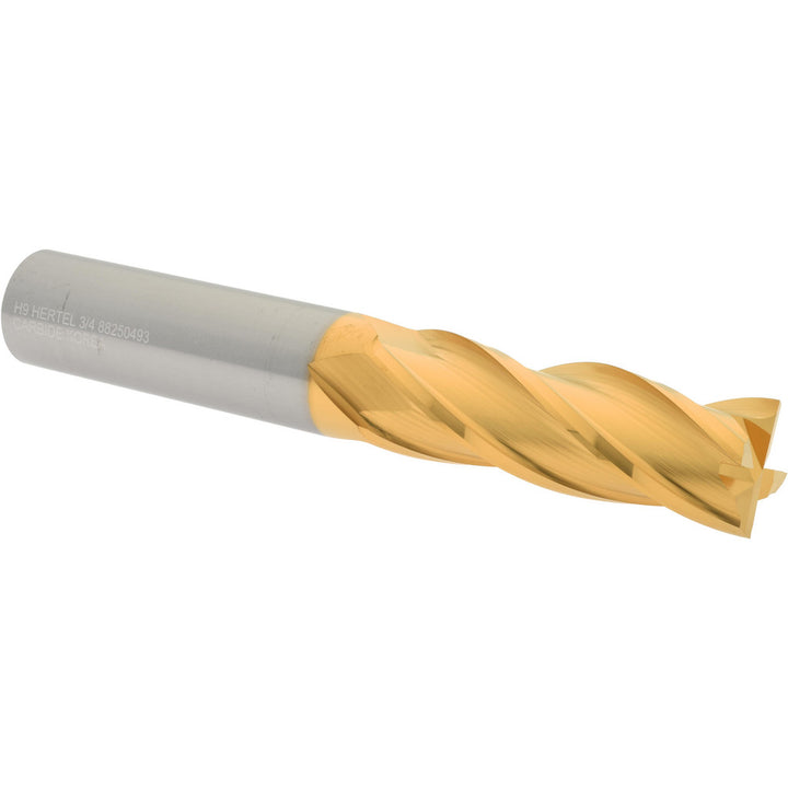 3/4" 4-Flute Solid Carbide Square End Mill, TiN - Hertel 750223