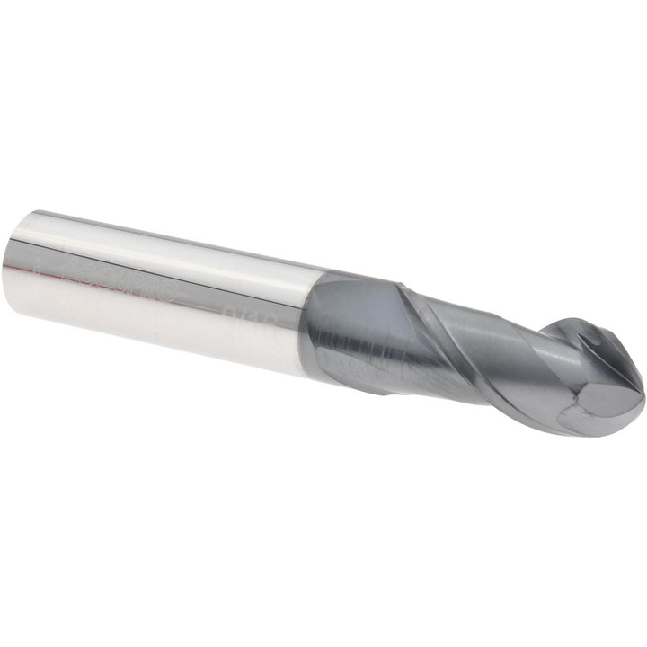 9/16" 2-Flute Solid Carbide Ball End Mill, AlTiN - Accupro 12184039