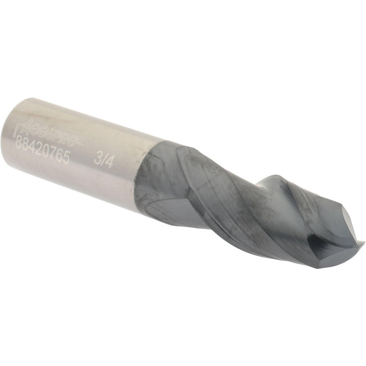 3/4" 2-Flute Solid Carbide Ball End Mill, AlTiN - Accupro 12184054