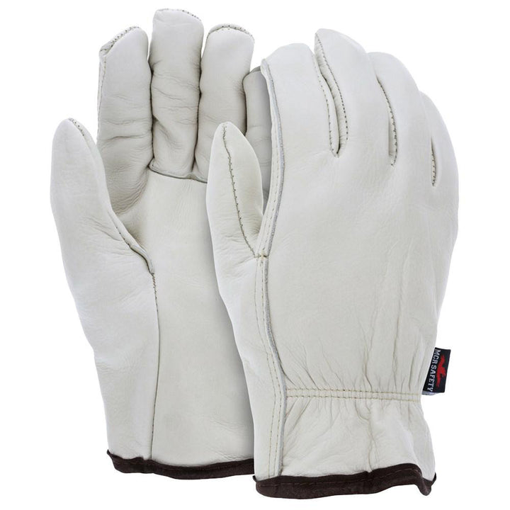 Medium Beige; Red Cowhide Leather General Purpose Gloves - MCR Safety 3260M
