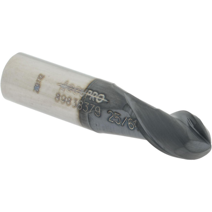 25/64" 2-Flute Solid Carbide Ball End Mill, AlTiN - Accupro 12184168