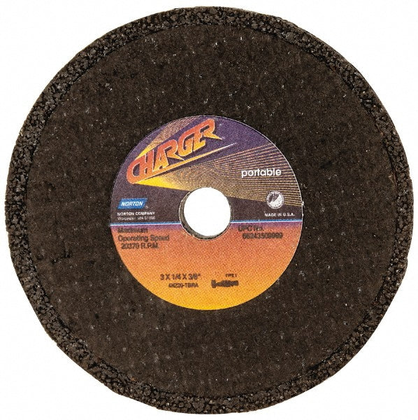 3 x 1/4" 20-Grit Zirconia Alumina Grinding & Cutoff Wheel - Norton 66253343872