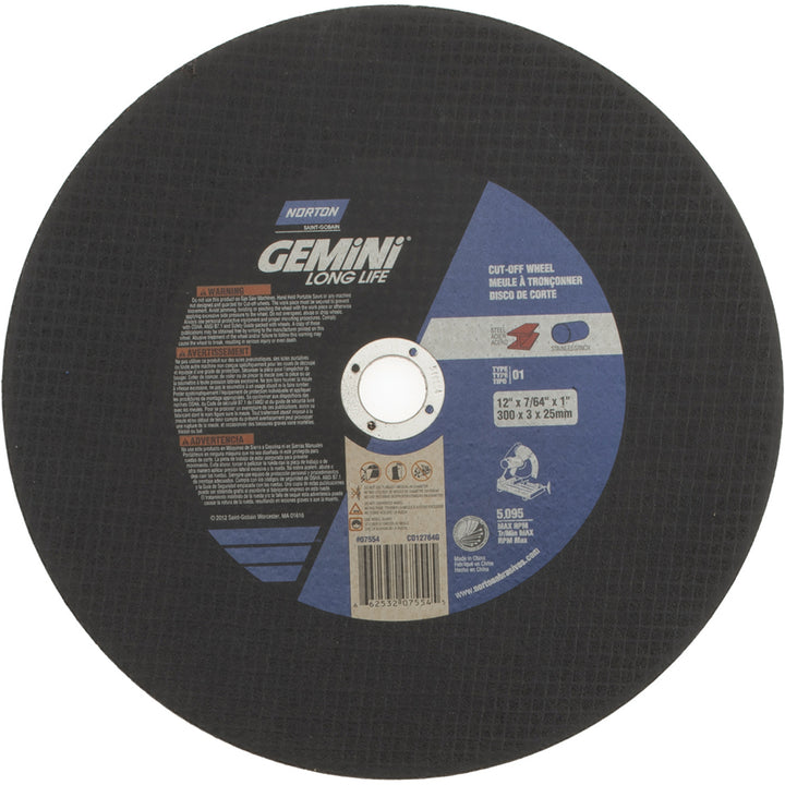 12 x 7/64" Aluminum Oxide Grinding & Cutoff Wheel - Norton 66253207554