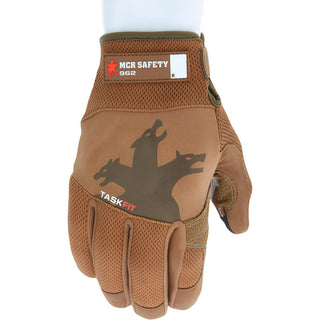 Medium Brown Nylon; Spandex; Goatskin Leather Mechanic's & Lifting Gloves - MCR Safety 962M