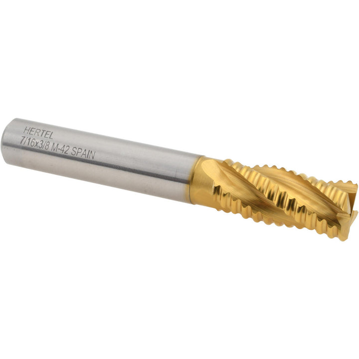 0.4375" 4-Flute Cobalt Roughing End Mill, TiN - Hertel 91193128