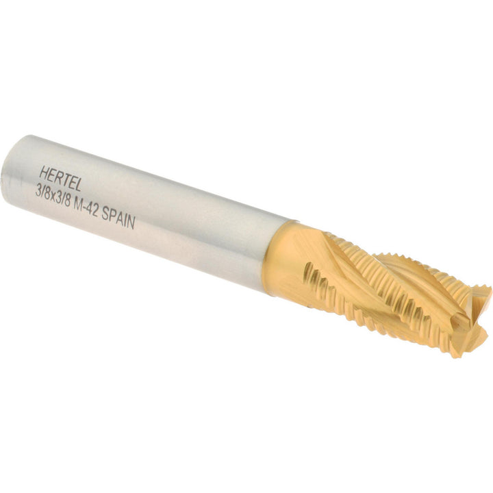 0.3750" 4-Flute Cobalt Single End Mill, TiN - Hertel 91197012