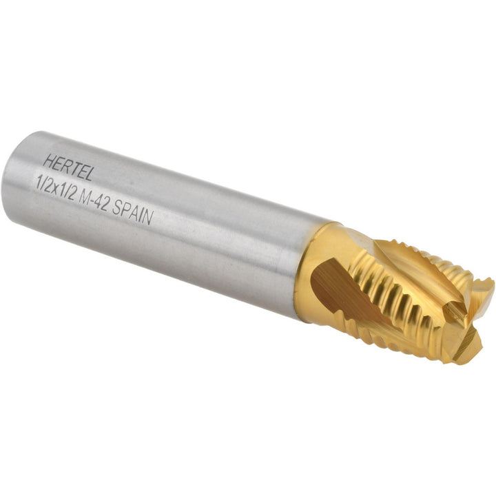 0.5" 4-Flute Cobalt Roughing End Mill, TiN - Hertel 91197038